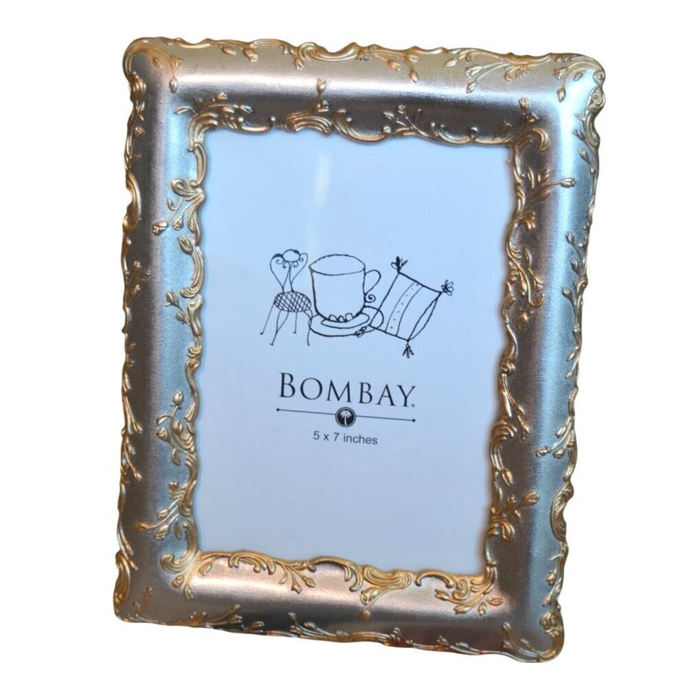 Vintage 2004 Bombay Pewter Gold Ornate Frame in Box 5x7 photo Grandmacore Gift